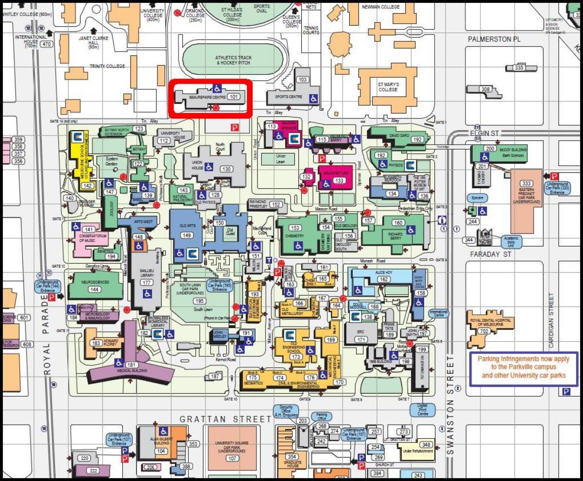 χάρτης της Μελβούρνης πανεπιστήμιο
