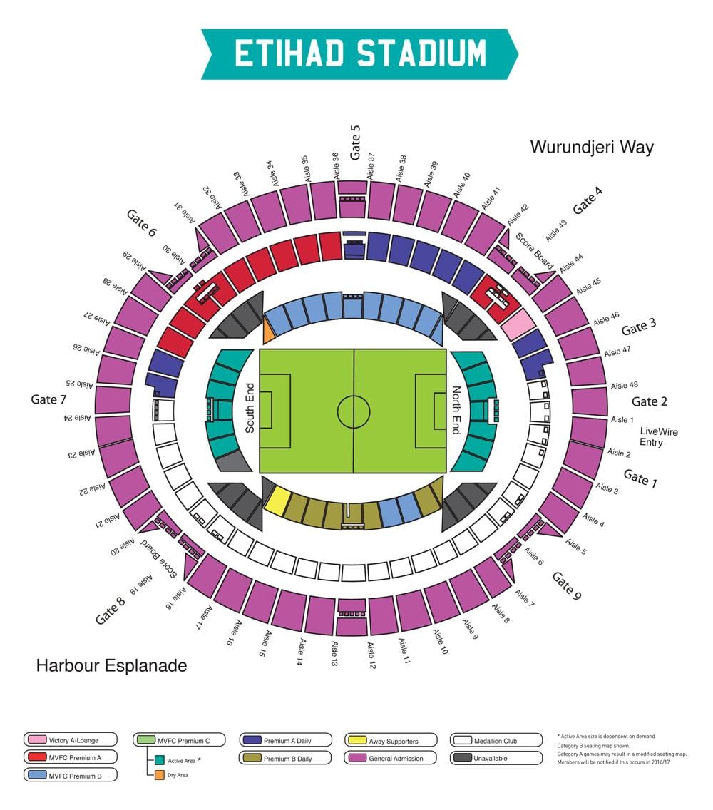 χάρτης της Etihad stadium Μελβούρνη