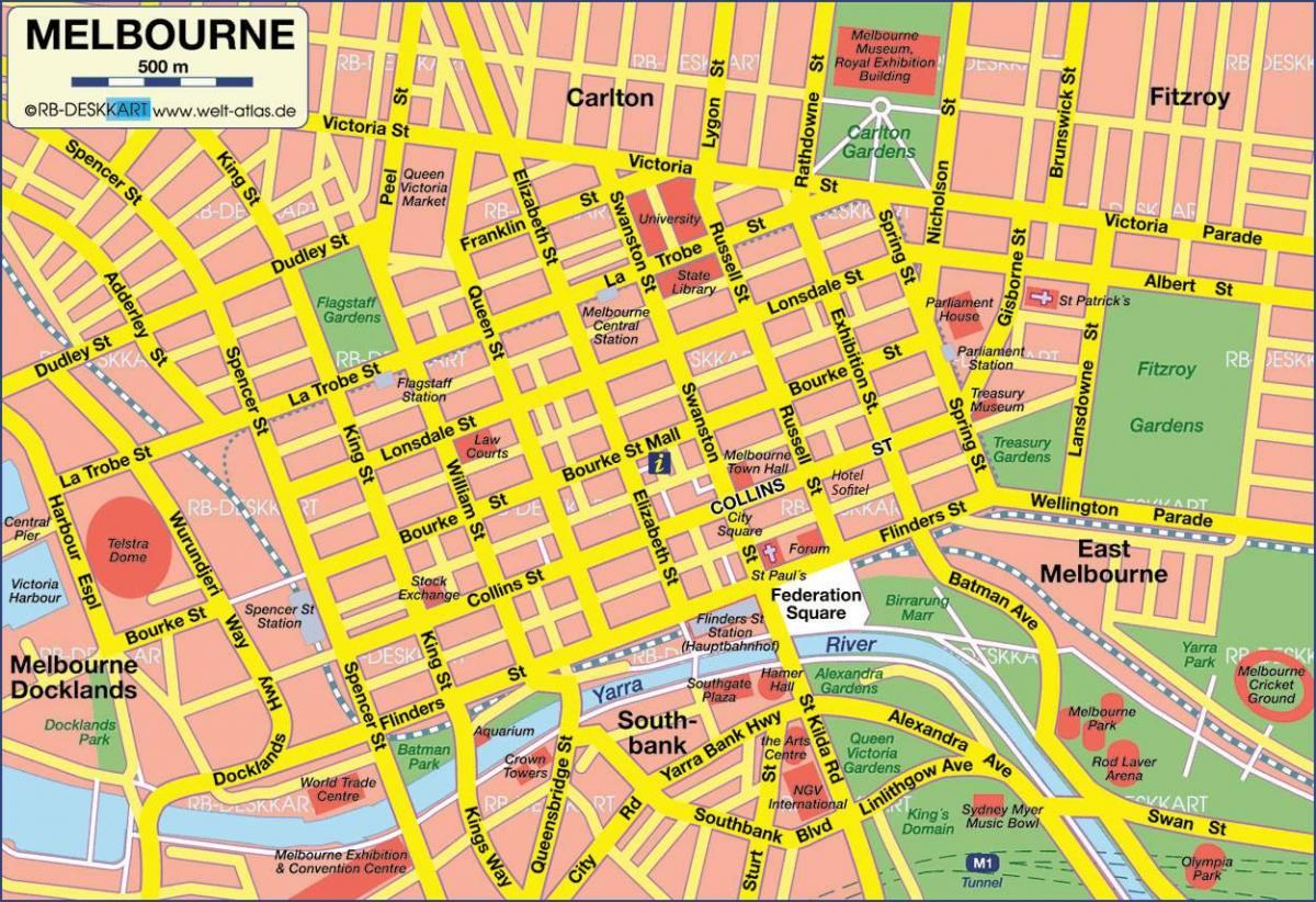 χάρτης της cbd Μελβούρνη