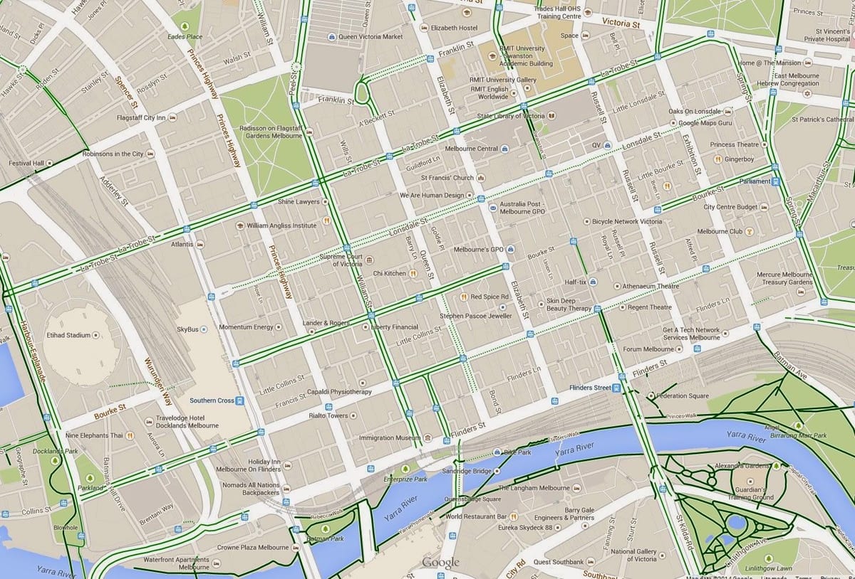 χάρτης της cbd της Μελβούρνης