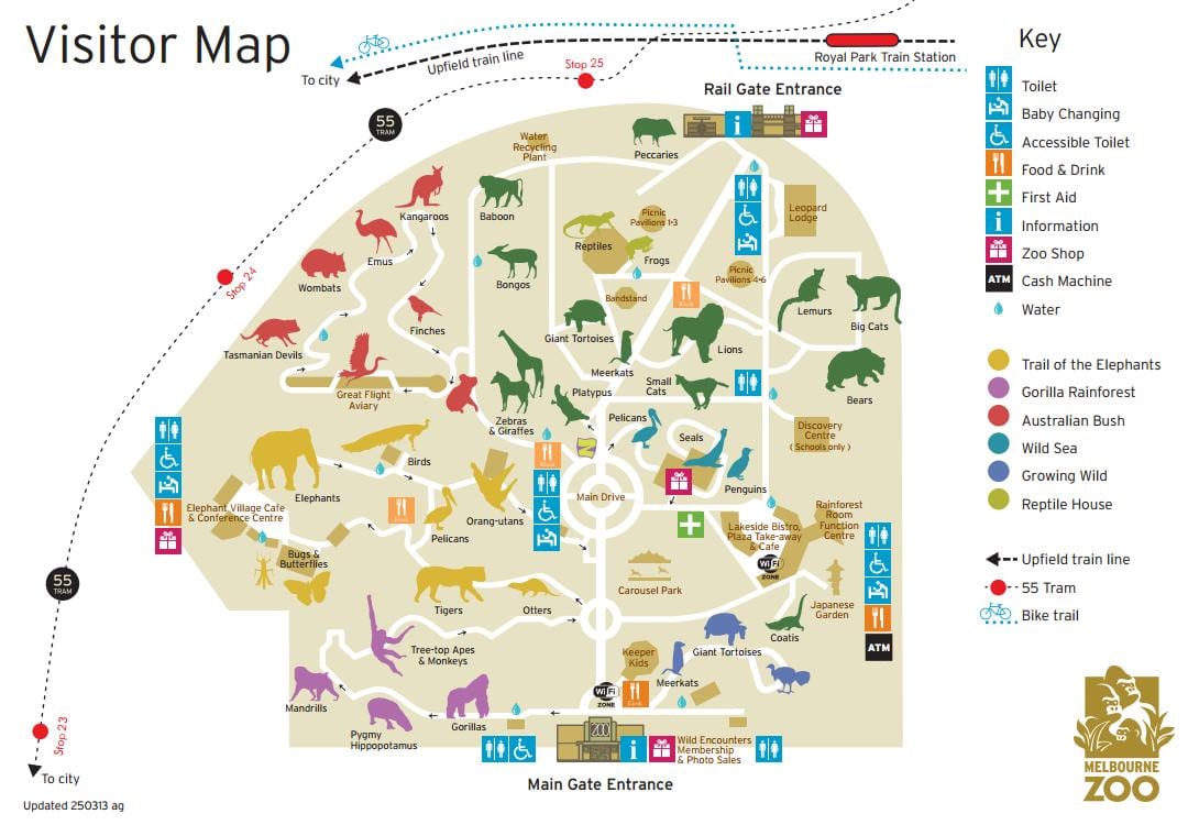 χάρτης της Melbourne zoo