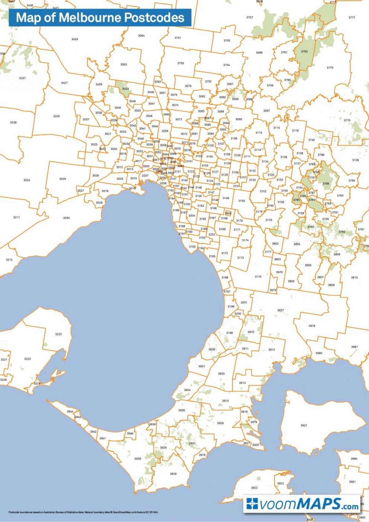 χάρτης της Μελβούρνης ταχυδρομικούς κώδικες