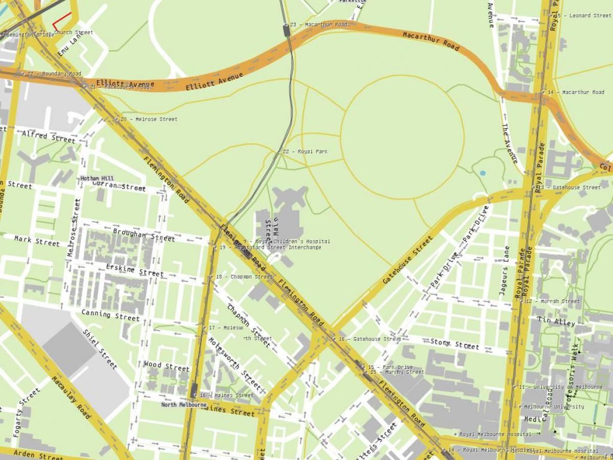 εμφάνιση χάρτη Royal children's hospital της Μελβούρνης