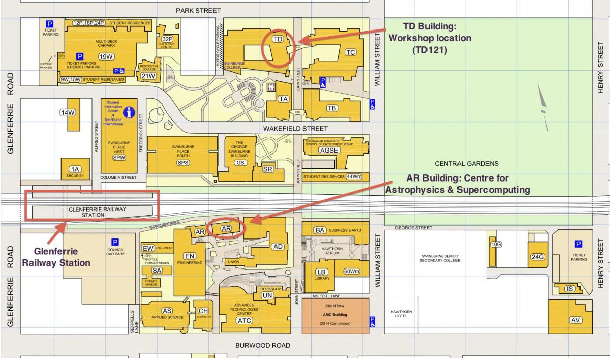 χάρτης της Swinburne πανεπιστημιούπολη