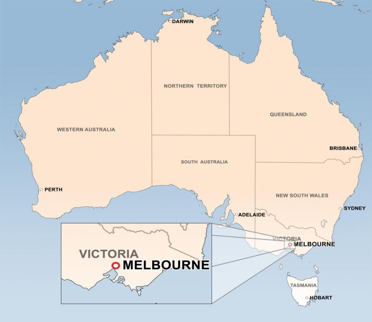 χάρτης της Μελβούρνης, Αυστραλία