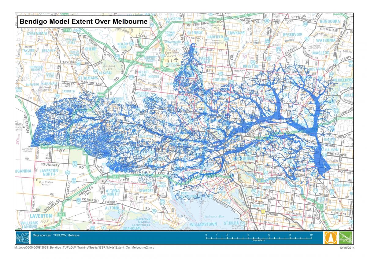 χάρτης της Μελβούρνης πλημμυρών