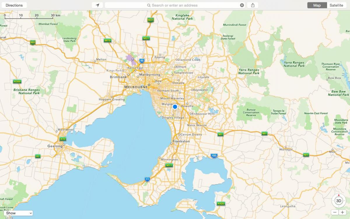 χάρτης της Μελβούρνης και περιχώρων