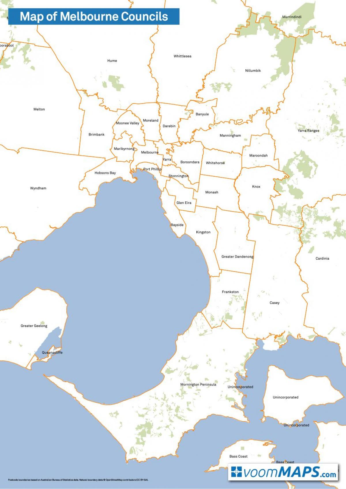 χάρτης της Μελβούρνης συμβούλια