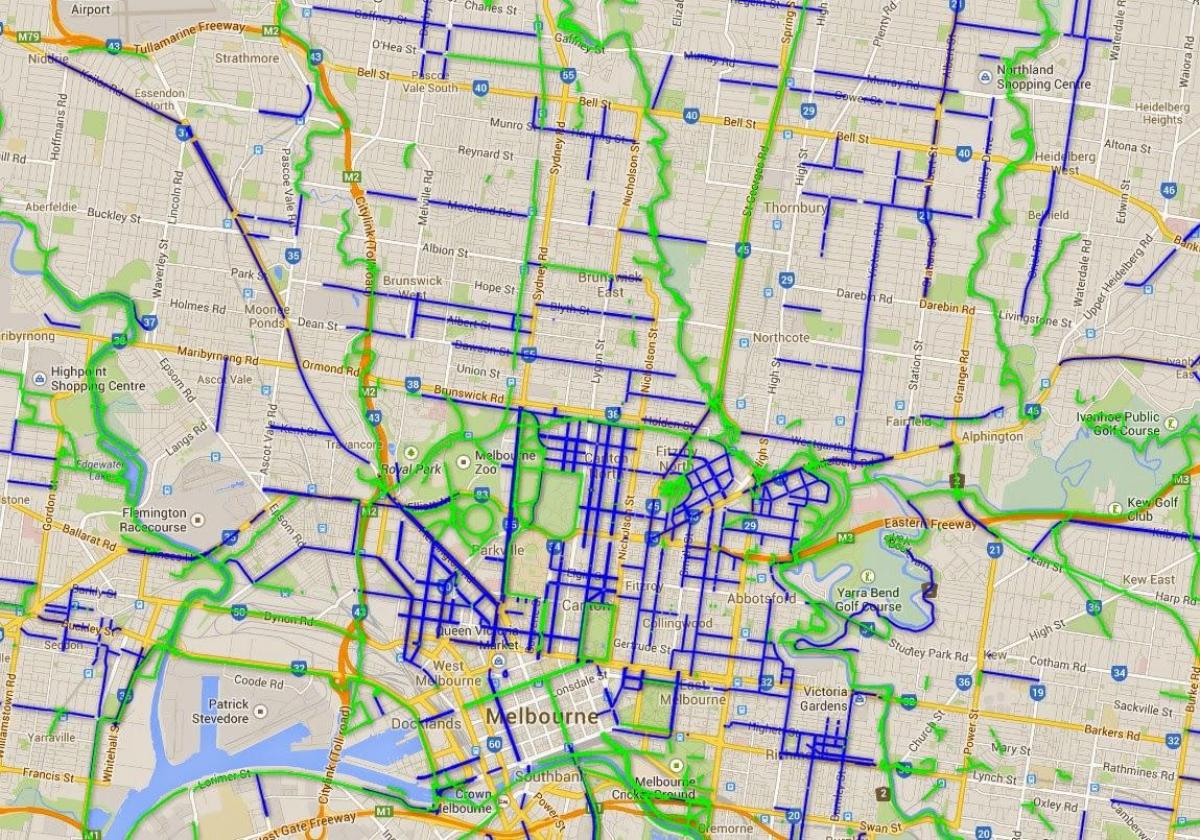 ποδήλατο μονοπάτια, Μελβούρνη εμφάνιση χάρτη