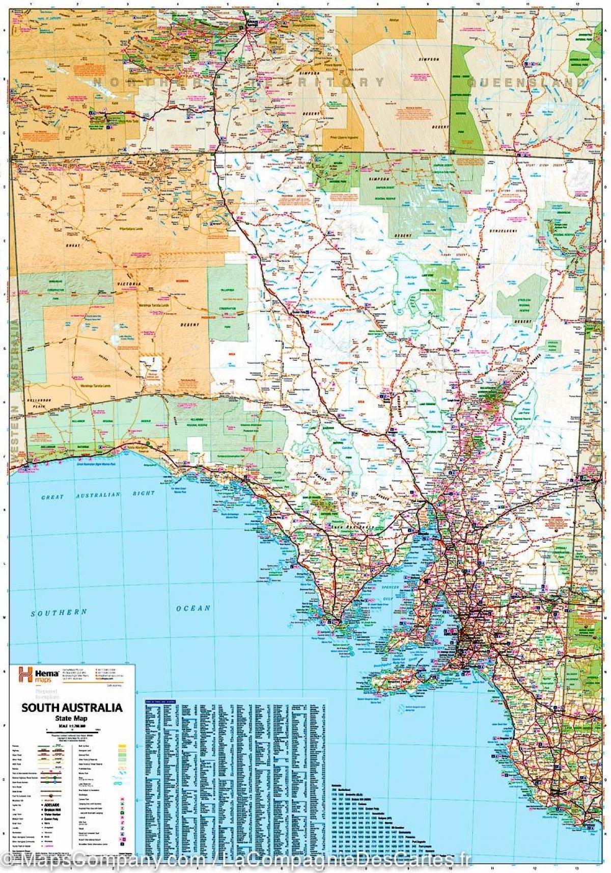 χάρτης της νότιας Αυστραλίας