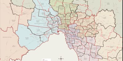 Χάρτης της Μελβούρνης ανατολικά προάστια