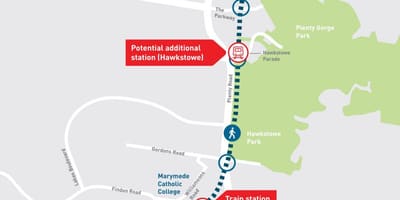 Χάρτης της skyrail Μελβούρνη εμφάνιση χάρτη