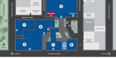 St Vincent hospital της Μελβούρνης χάρτης